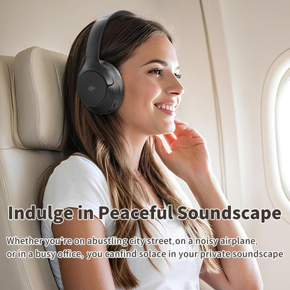 Wireless Bluetooth Headphones, Over-Ear, Active Noise Cancelling, Hi-Res Audio, 70 Hours Battery Life, Foldable Design, Lightweight and Portable, with Microphone for Ios/Pc/Android, Ideal for Home Office. Electronic Earbud Headset Black