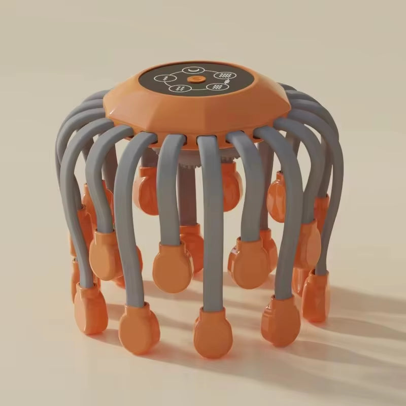 Electric Octopus-Shaped Scalp Massager, Hand-Free Head Scratcher for Relieving Hair Stimulation. Rechargeable and Stress Relief