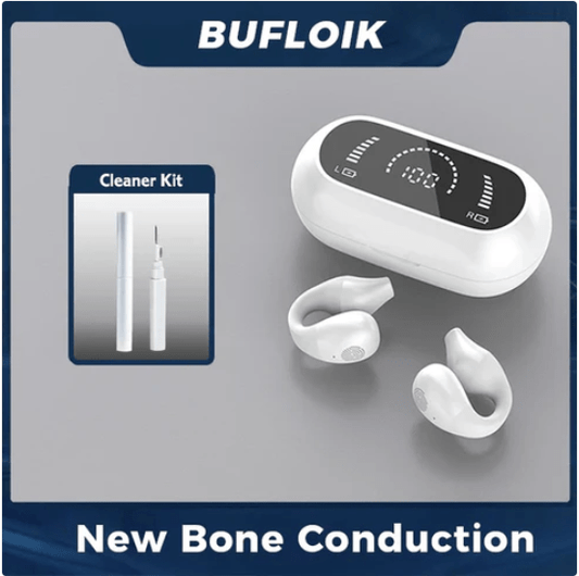 Open-Ear Bone Conduction Bluetooth Headphones – Wireless Clip-On Sports Earphones with Mic, Compatible with iPhone, Xiaomi, Huawei & More